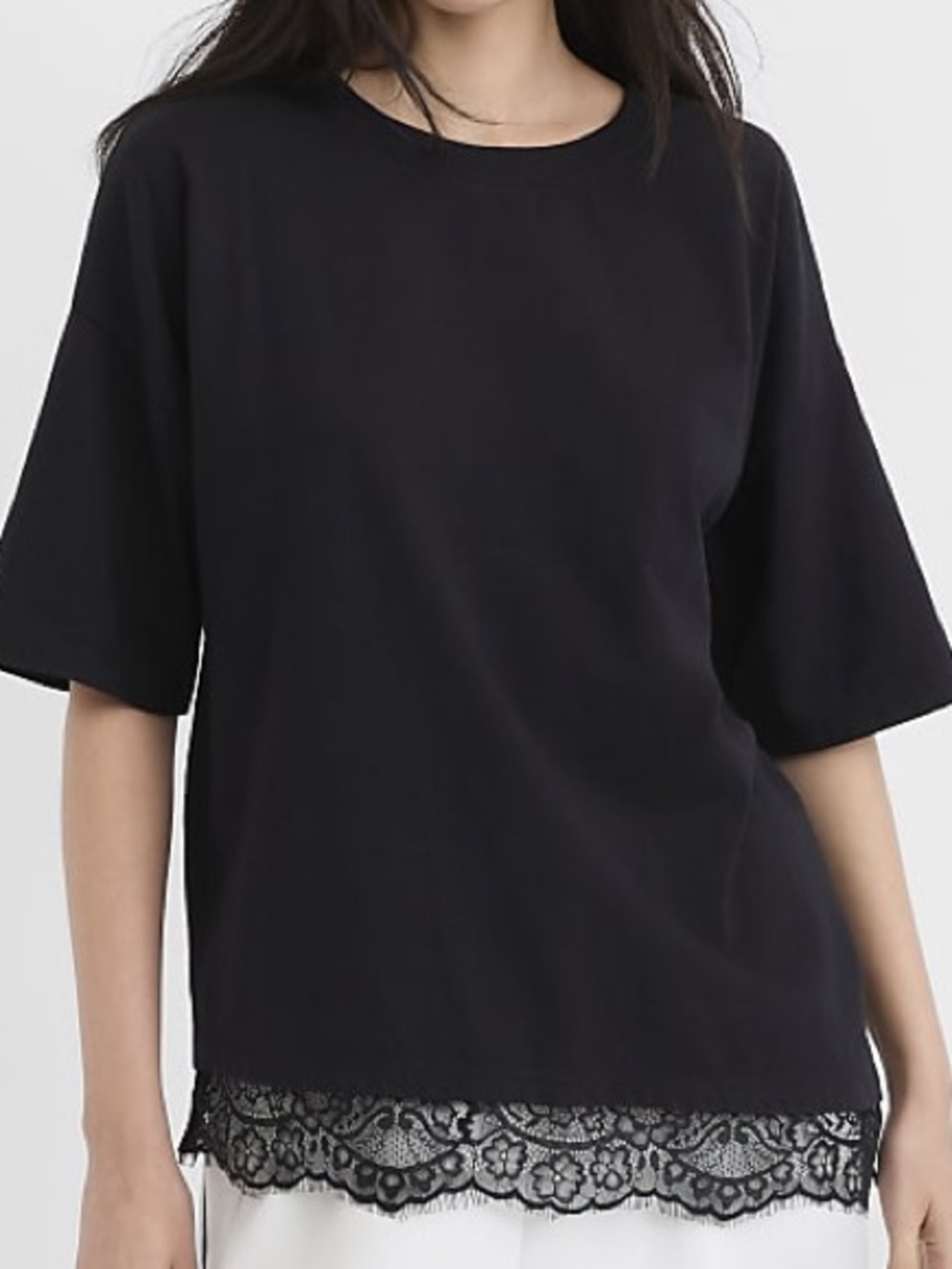 Asymmetrical lace tee oversized